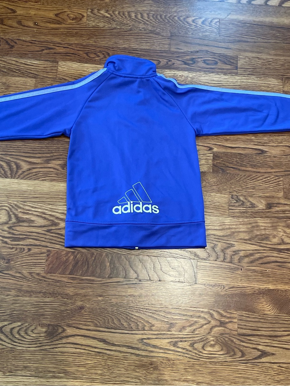 adidas Blue Zip-Up Athletic Jacket with Light Blue Trim - Picture 5 of 7
